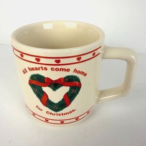 Vintage 1989 Christmas Mug Heart Wreath, All Hearts Come Home For Christmas